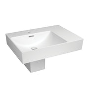Fienza Tono 600 Wall Hung Basin With Shroud Left Hand Bowl Ceramic 1TH, Gloss White