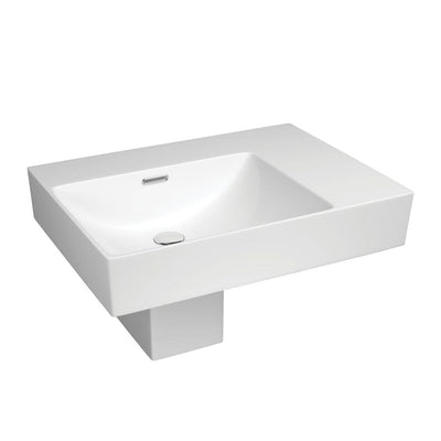 Fienza Tono 600 Wall Hung Basin With Shroud Left Hand Bowl Ceramic NTH, Gloss White