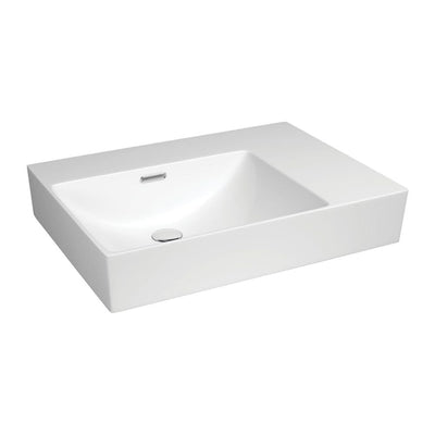 Fienza Tono 600 Wall Hung Basin Left Hand Bowl Ceramic NTH 600 x 440 x 110mm, Gloss White