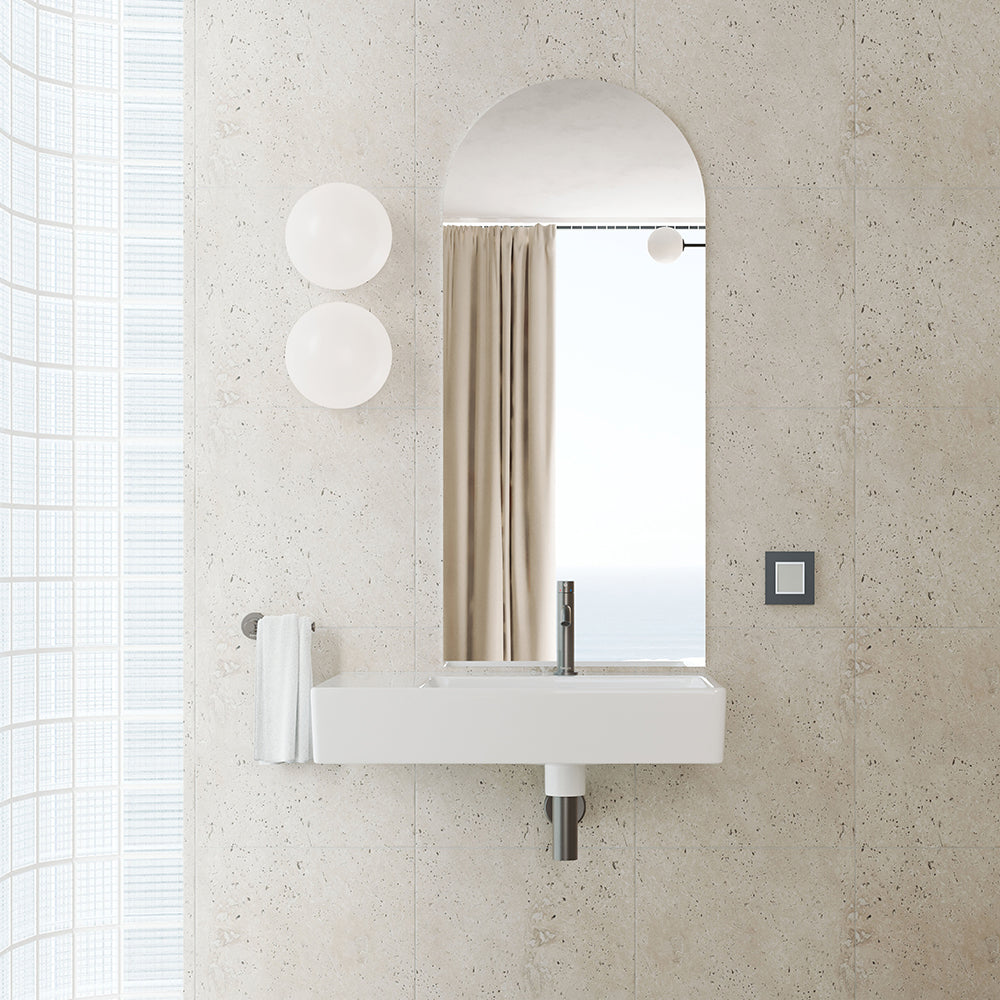 Fienza Tono 600 Wall Hung Basin Right Hand Bowl Ceramic 1TH 600 x 440 x 110mm, Gloss White