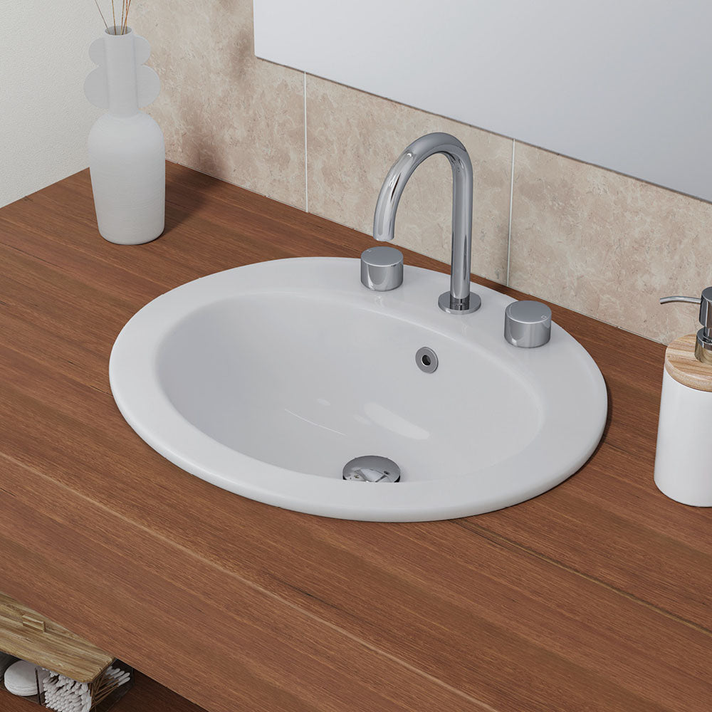 Fienza Lacy Drop-In Basin Ceramic 3TH 565 x 480 x 218mm, White