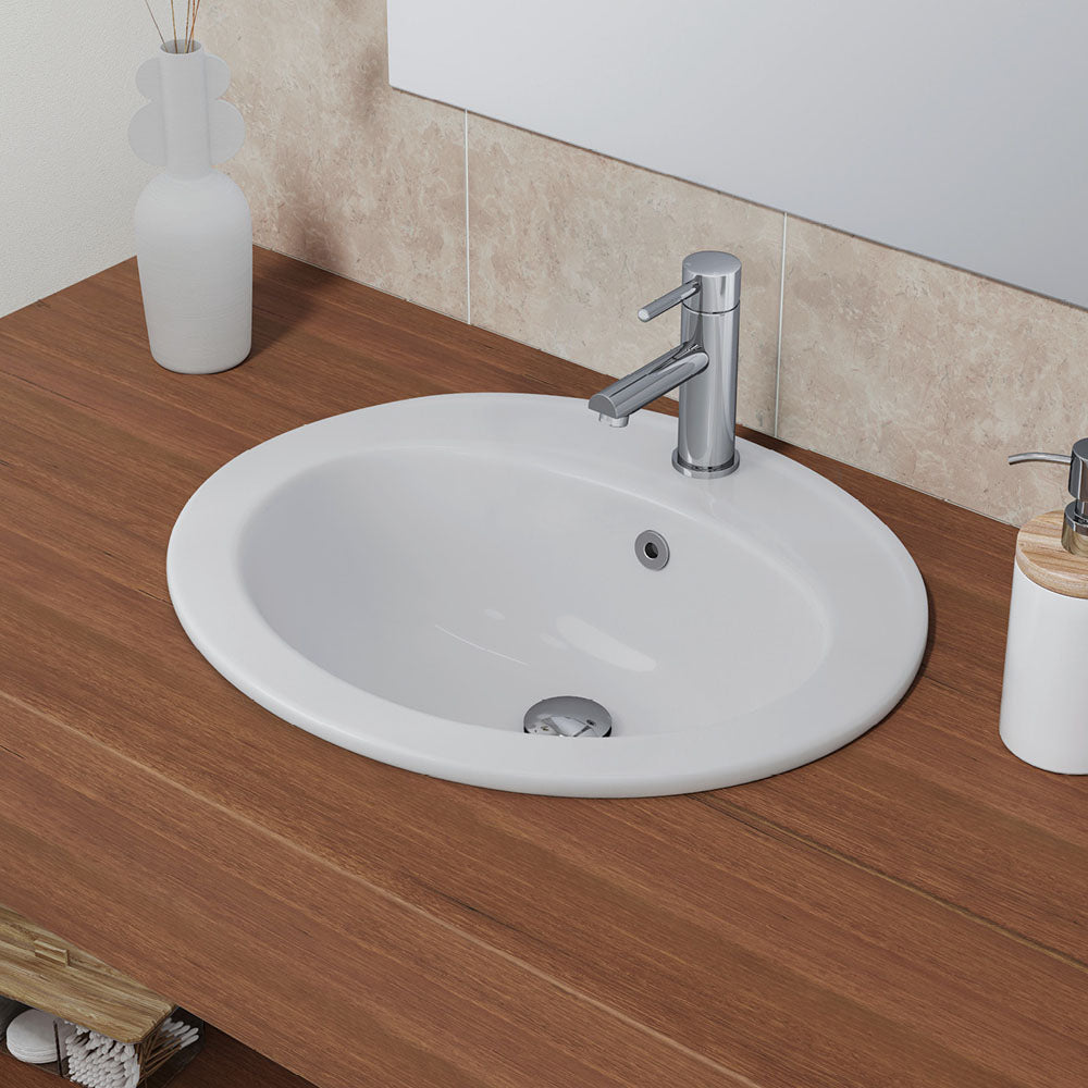 Fienza Lacy Drop-In Basin Ceramic 1TH 565 x 480 x 218mm, White