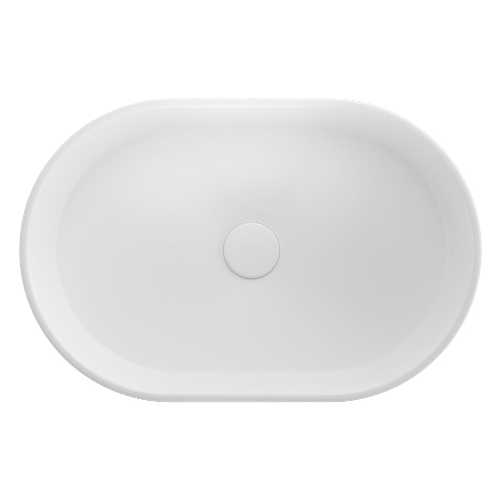 Fienza Eden Pill Basin Above Counter Ceramic, Matte White