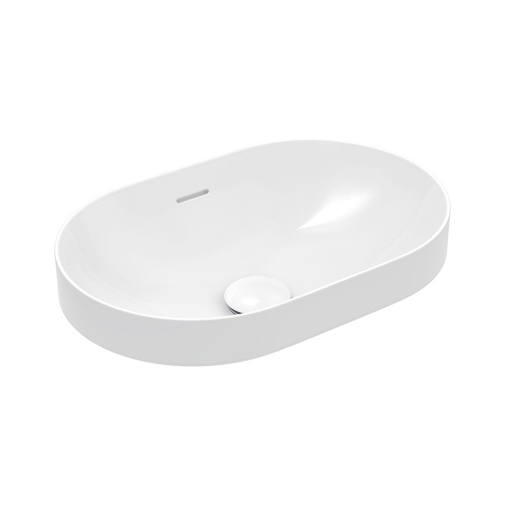 Fienza Aluca Pill Semi-Inset Basin Ceramic with Overflow, Gloss White