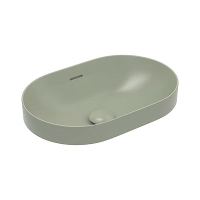 Fienza Aluca Pill Semi-Inset Basin Ceramic with Overflow, Matte Olive