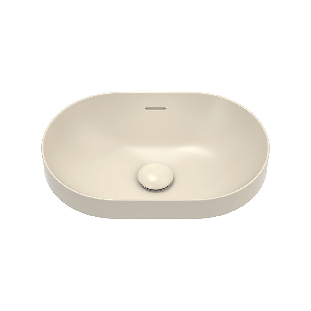Fienza Aluca Pill Semi-Inset Basin Ceramic with Overflow, Matte Khaki