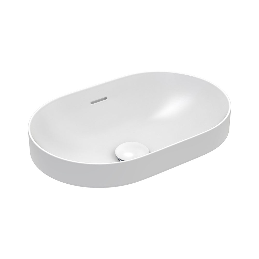 Fienza Aluca Pill Semi-Inset Basin Ceramic with Overflow, Matte White