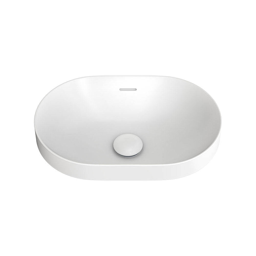 Fienza Aluca Pill Semi-Inset Basin Ceramic with Overflow, Matte White