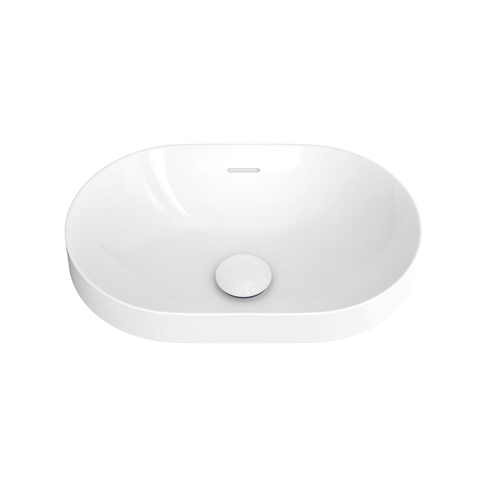 Fienza Aluca Pill Semi-Inset Basin Ceramic with Overflow, Gloss White