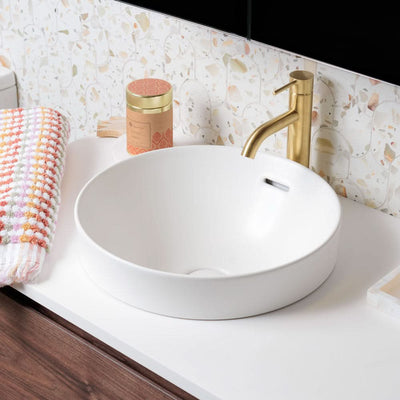 Fienza Aluca Round Semi-Inset Basin with Overflow, Matte White