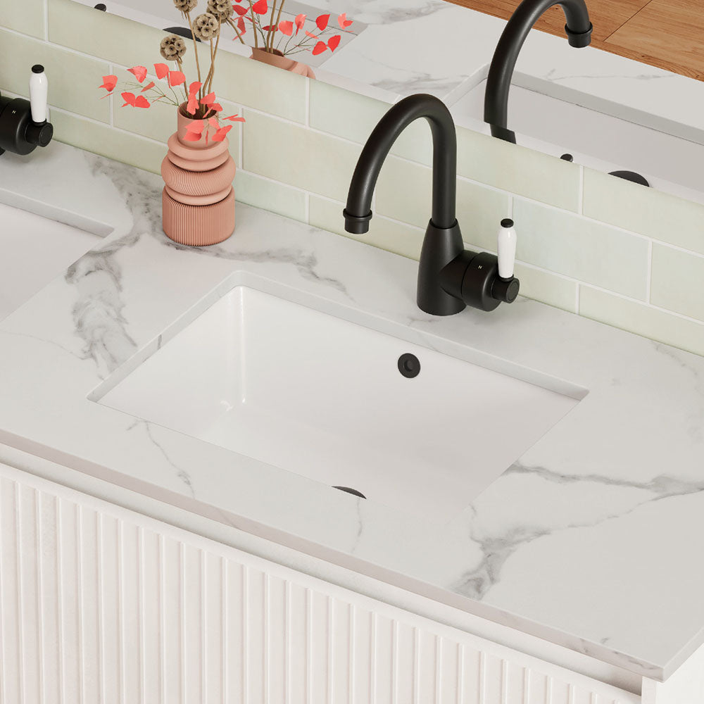 Fienza Koko Undermount Basin with Overflow Ceramic 465 x 350 x 180mm, White