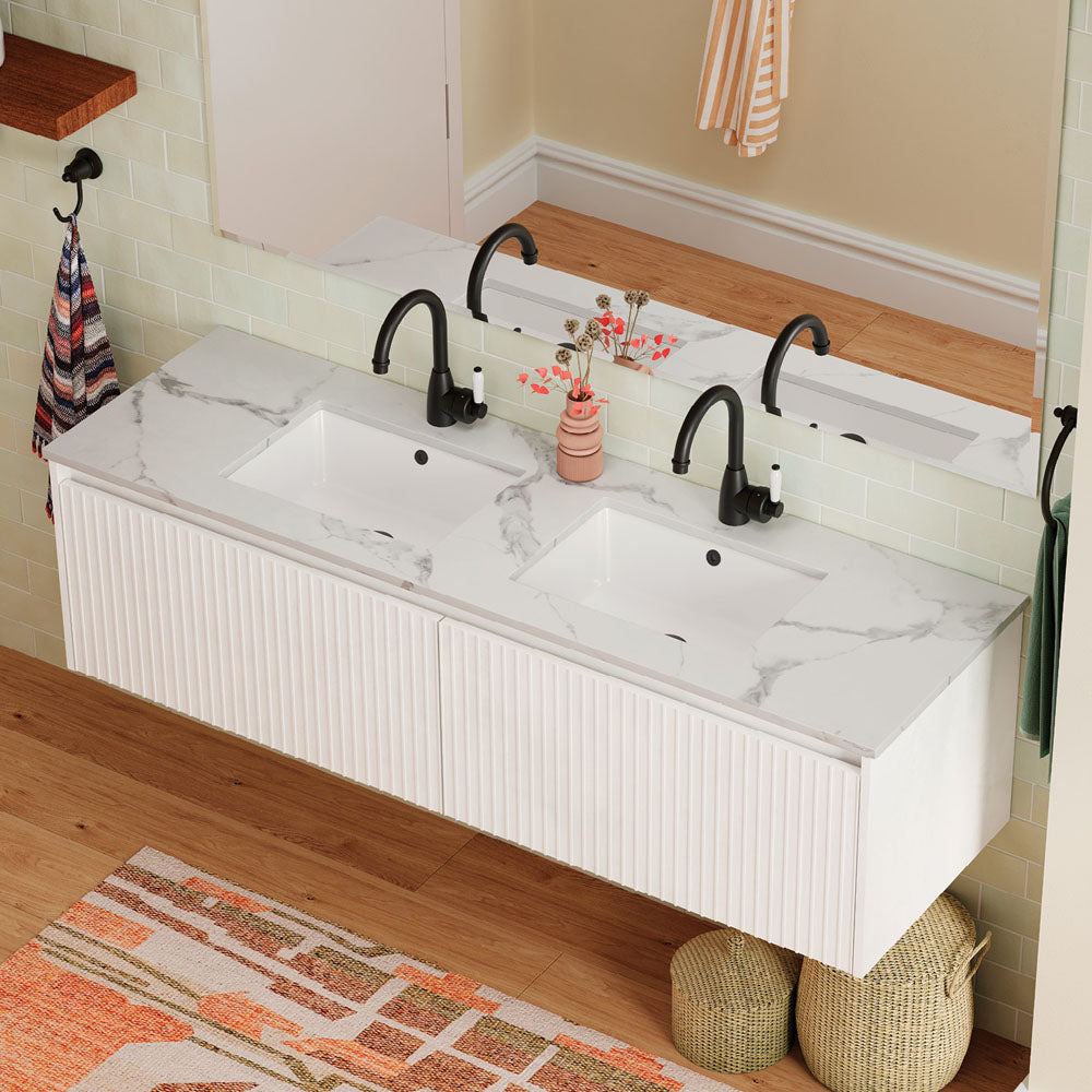 Fienza Koko Undermount Basin with Overflow Ceramic 465 x 350 x 180mm, White