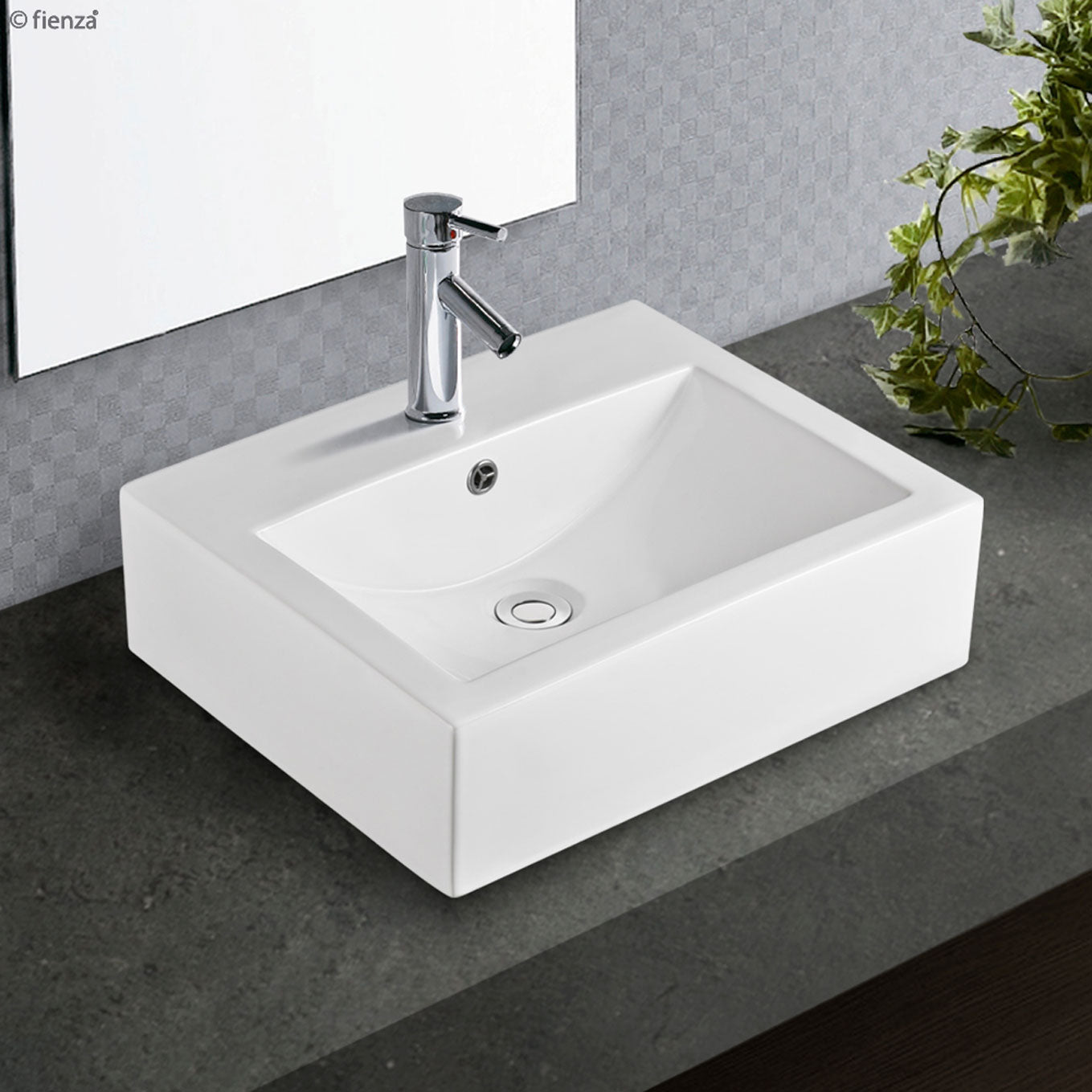 Fienza Willow Above Counter Ceramic Basin, Gloss White