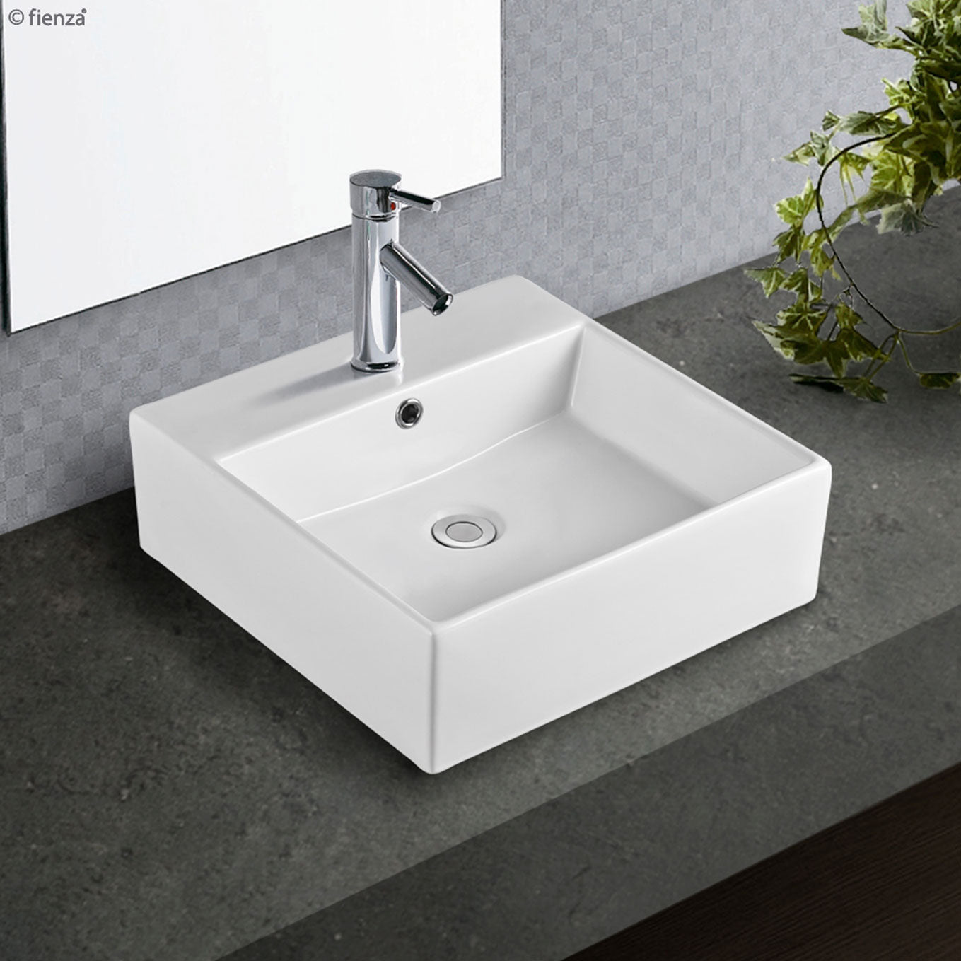 Fienza Helen Above Counter Basin 460 x 460 x 170mm 1TH, Gloss White