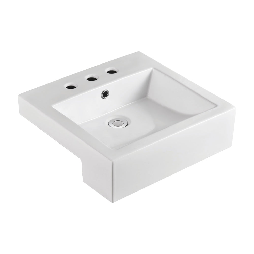 Fienza Jacinta Semi-Recessed Basin 480 x 460mm 3TH, Gloss White