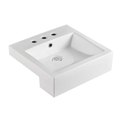 Fienza Jacinta Semi-Recessed Basin 480 x 460mm 3TH, Gloss White