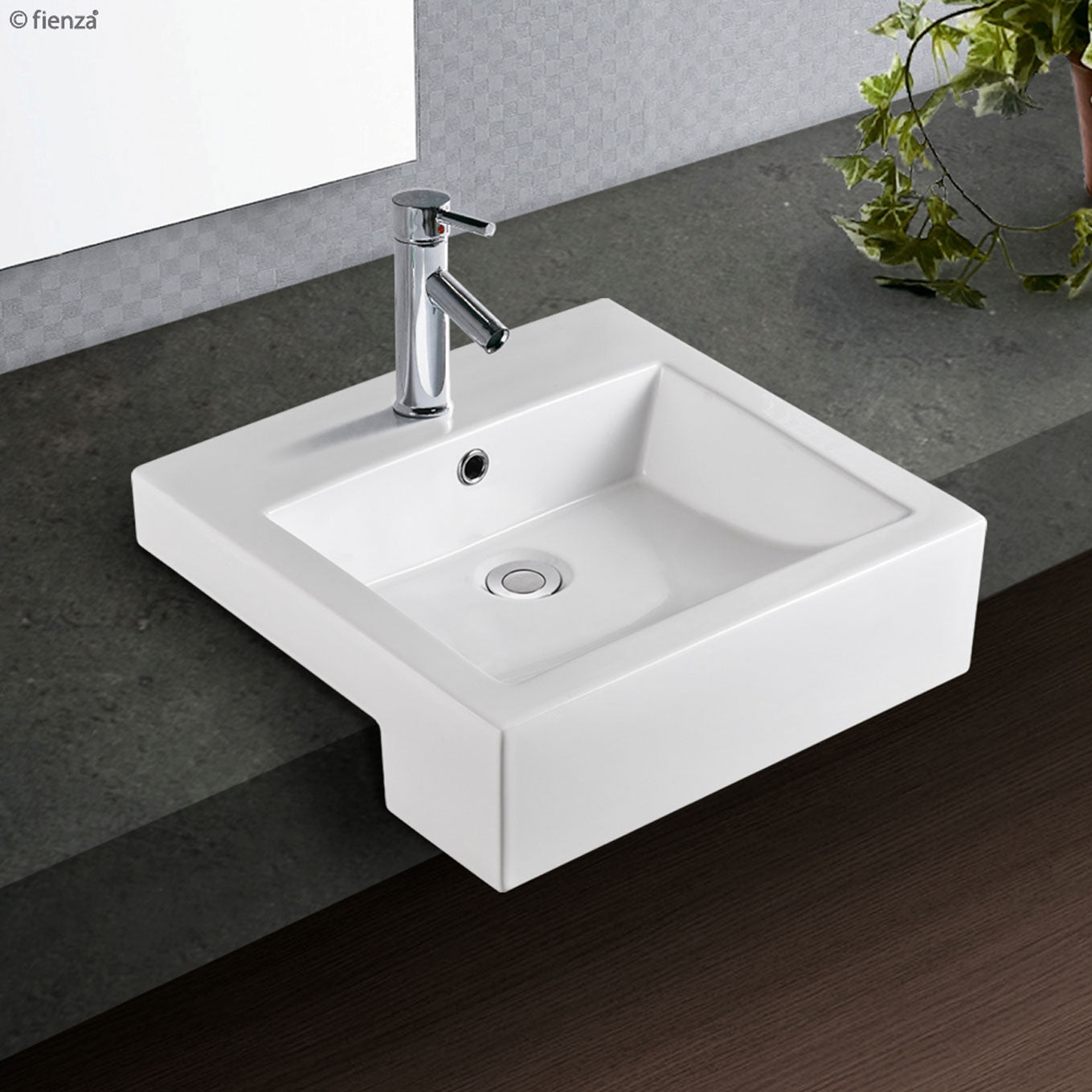 Fienza Jacinta Semi-Recessed Basin 480 x 460mm, Gloss White