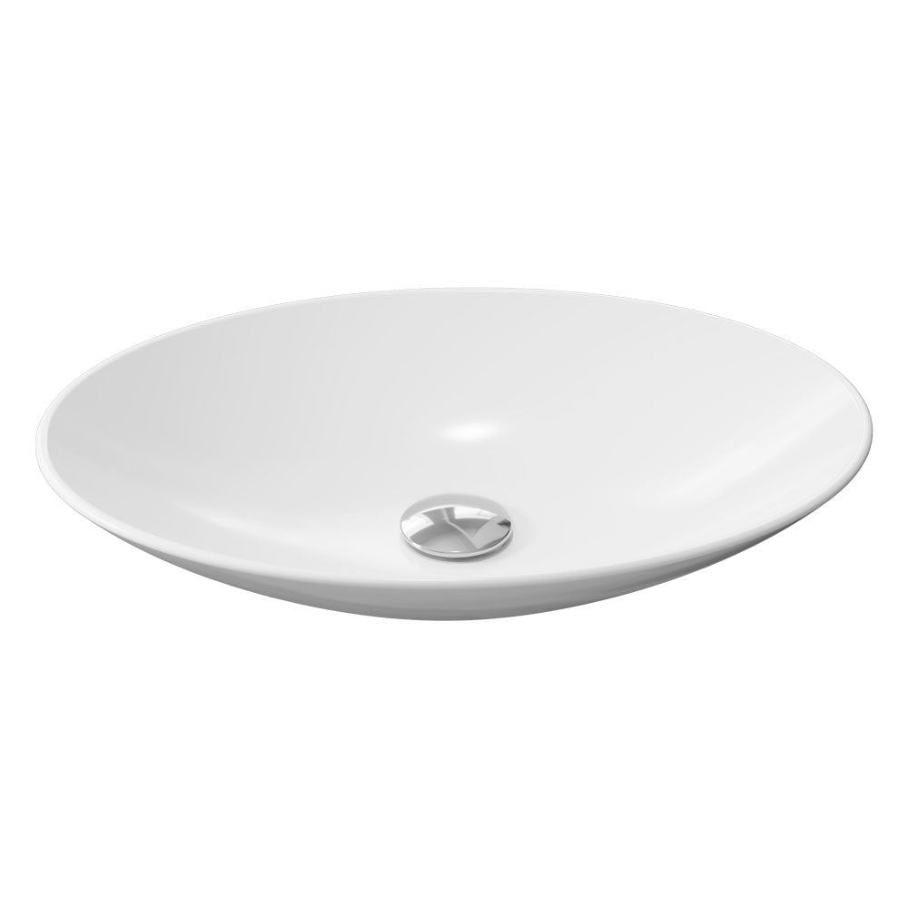 Fienza Keeto Oval Above Counter Basin NTH 500 x 350 x 95mm, Gloss White