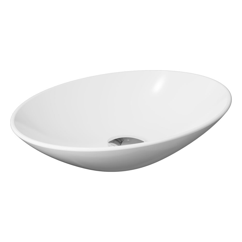 Fienza Keeto Oval Above Counter Basin NTH 500 x 350 x 95mm, Gloss White