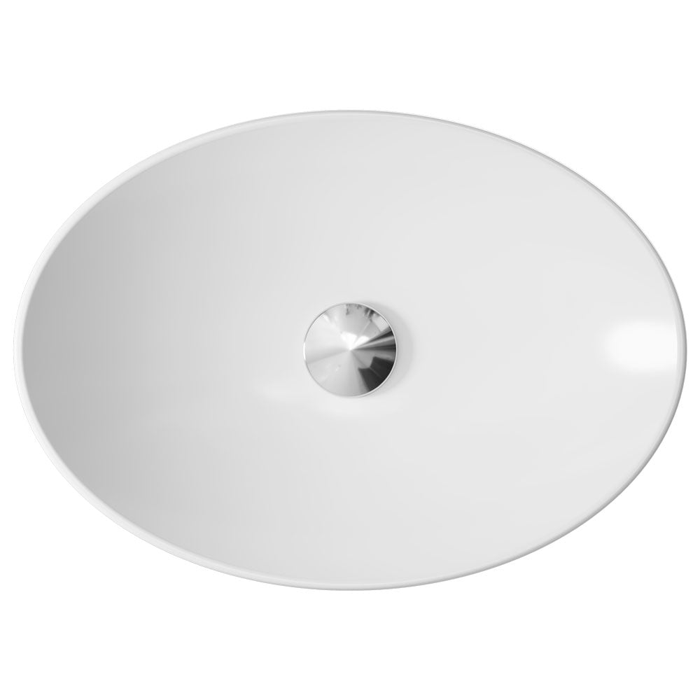 Fienza Keeto Oval Above Counter Basin NTH 500 x 350 x 95mm, Gloss White