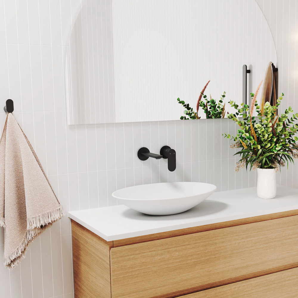 Fienza Keeto Oval Above Counter Basin NTH 500 x 350 x 95mm, Gloss White