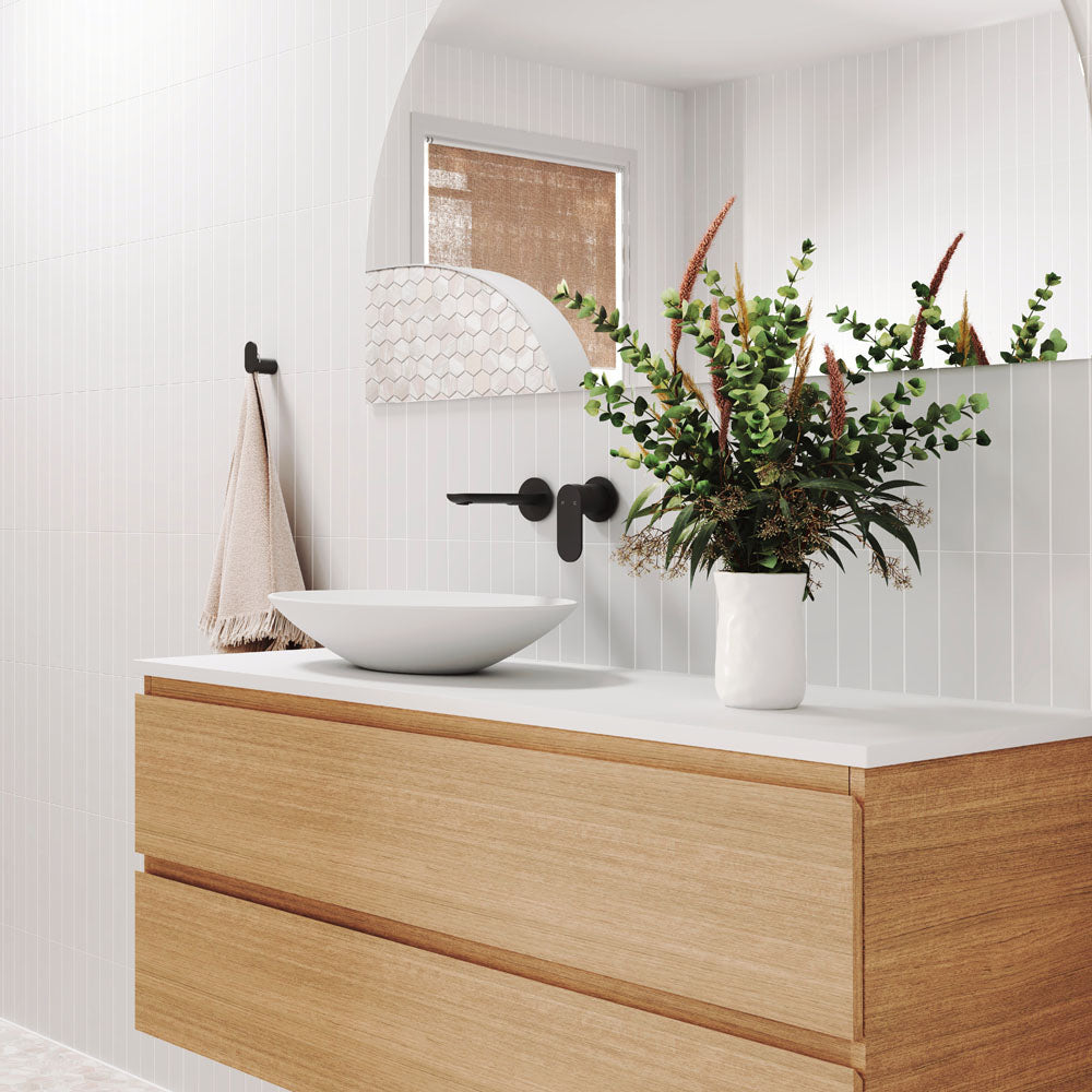 Fienza Keeto Oval Above Counter Basin NTH 500 x 350 x 95mm, Gloss White
