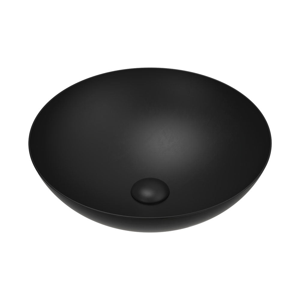 Fienza Aluca Slim Edge Basin 400mm Ceramic Above Counter, Matte Black
