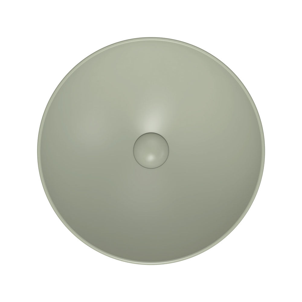 Fienza Aluca Slim Edge Basin 400mm Ceramic Above Counter, Matte Olive