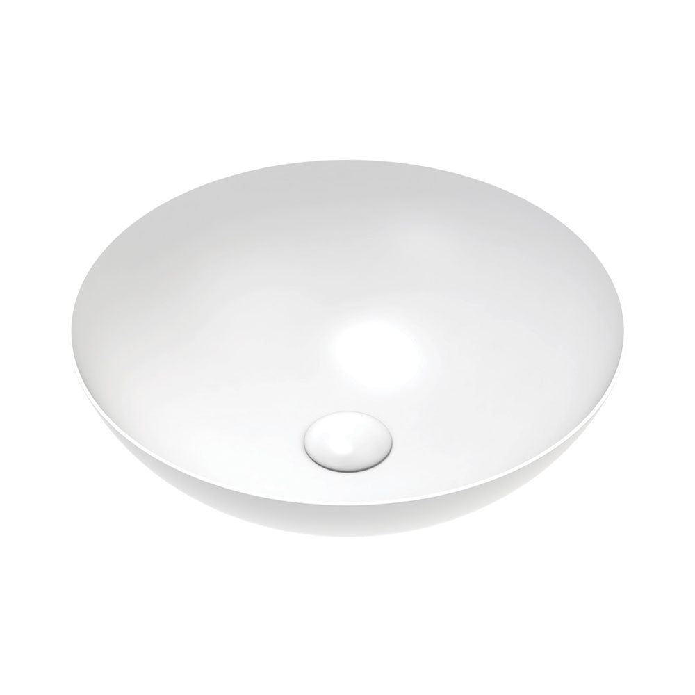 Fienza Aluca Slim Edge Basin 400mm Ceramic Above Counter, Matte White