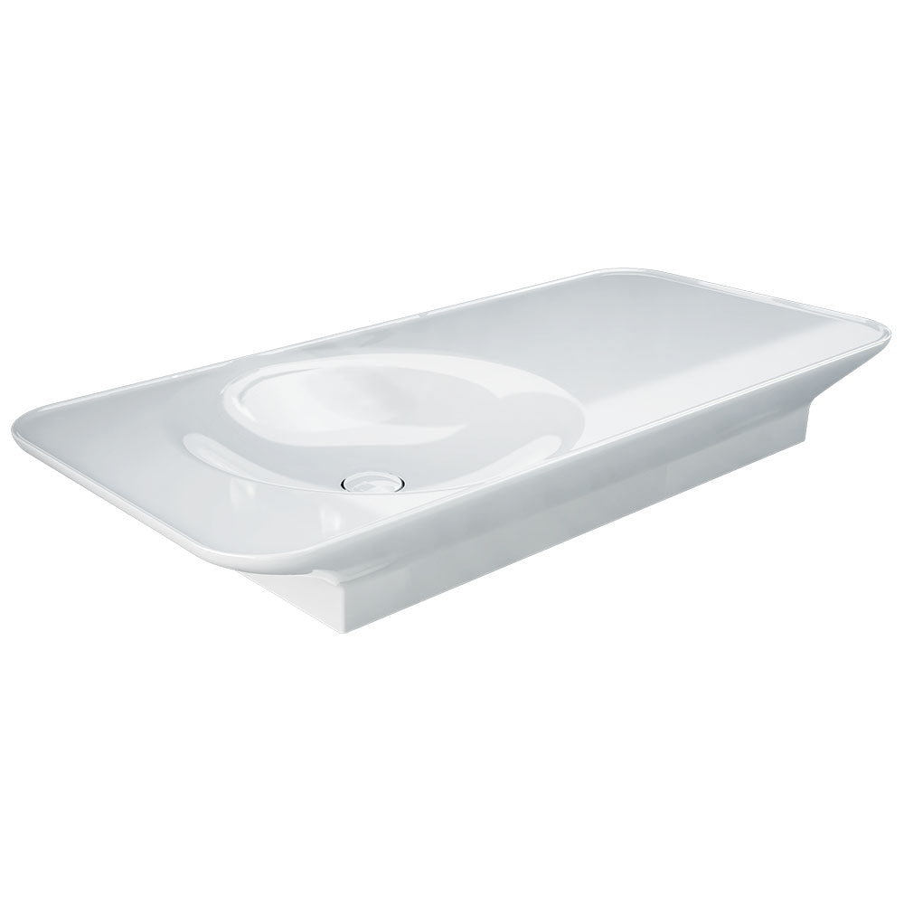 Fienza RAK Valet Wall Hung Basin 1120 x 505mm Left Bowl NTH No Overflow, Alpine Gloss White