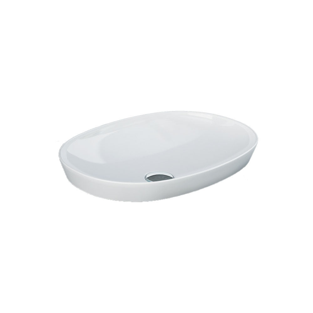 Fienza RAK Variant Semi-Inset Oval Basin 500 x 360mm No Overflow, Alpine Gloss White