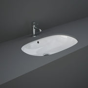 Fienza RAK Variant Undermount Oval Basin 600 x 360mm with Overflow, Alpine Gloss White