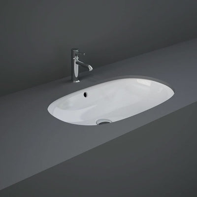 Fienza RAK Variant Undermount Oval Basin 600 x 360mm with Overflow, Alpine Gloss White