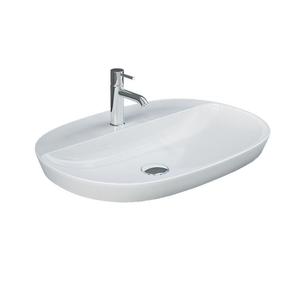 Fienza RAK Variant Semi-Inset Oval Basin 600 x 420mm 1TH No Overflow, Alpine Gloss White