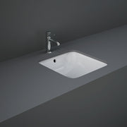 Fienza RAK Variant Undermount Square Basin 425 x 425mm with Overflow, Alpine Gloss White