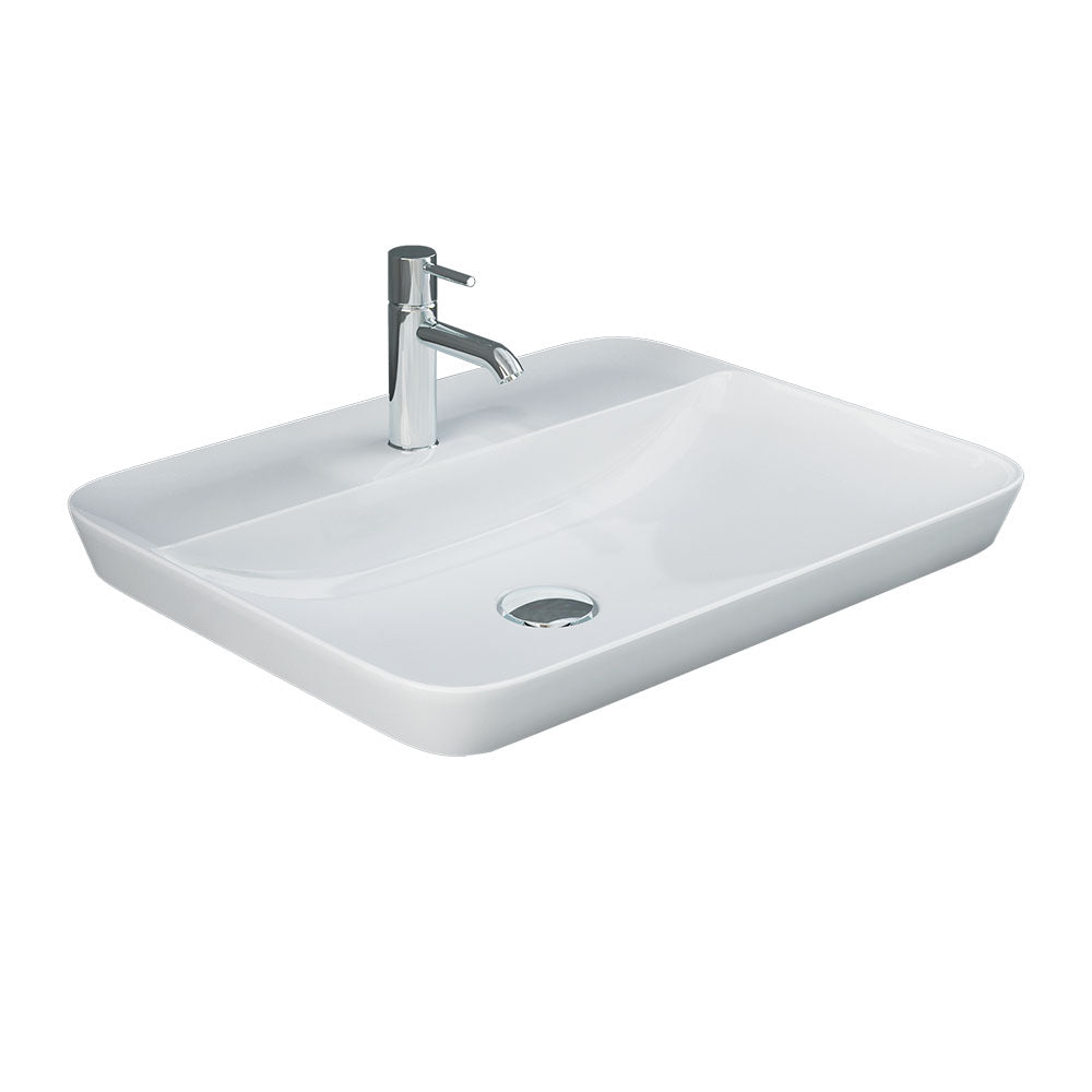 Fienza RAK Variant Semi-Inset Rectangle Basin 550 x 420mm 1TH No Overflow, Alpine Gloss White