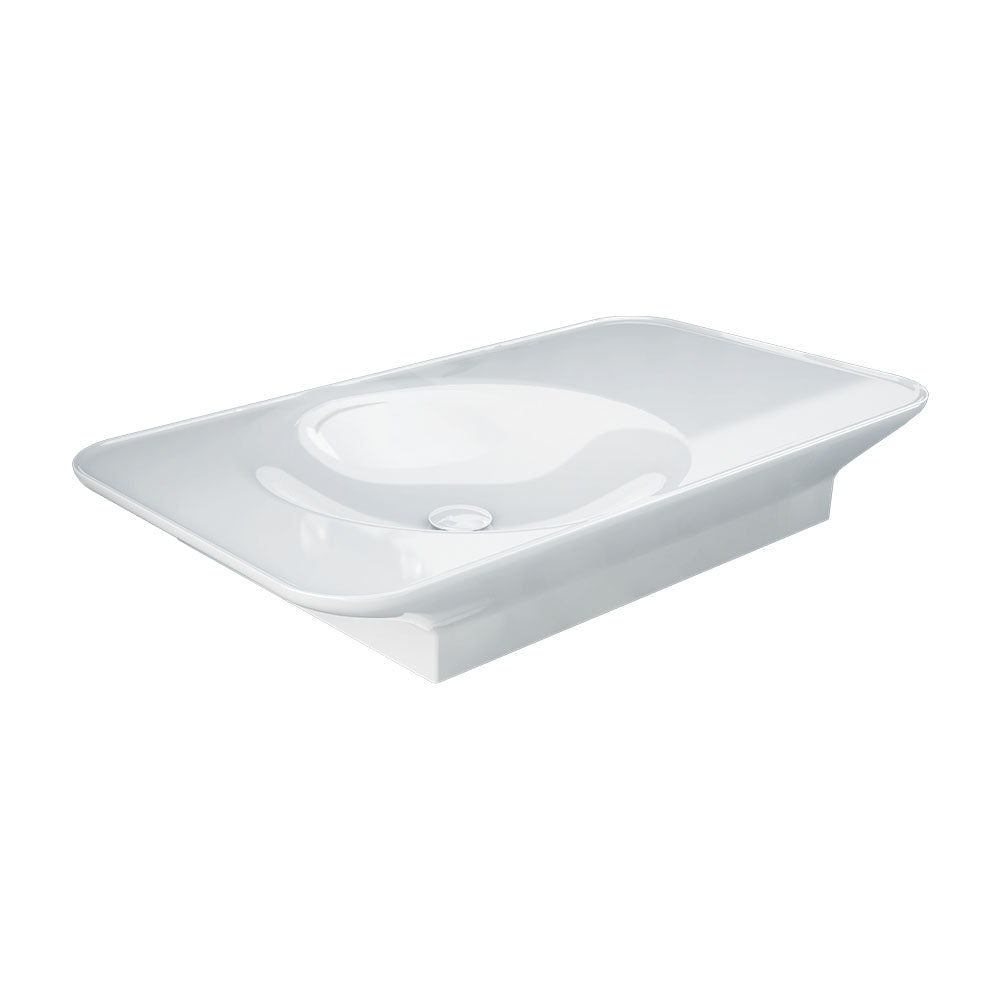 Fienza RAK Valet Wall Hung Basin 920 x 505mm Left Bowl NTH No Overflow, Alpine Gloss White