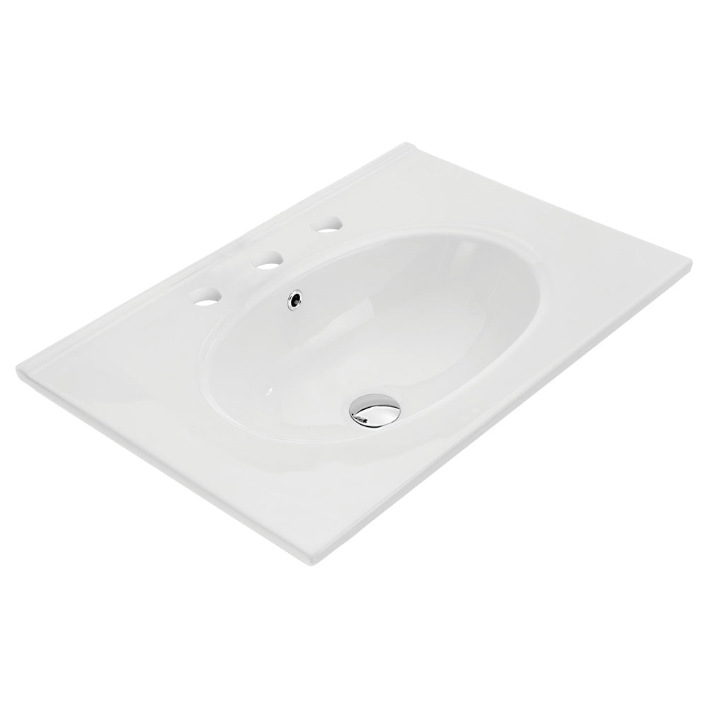 Fienza Rotondo Ceramic 600 Basin Oval Bowl 3TH, Gloss White