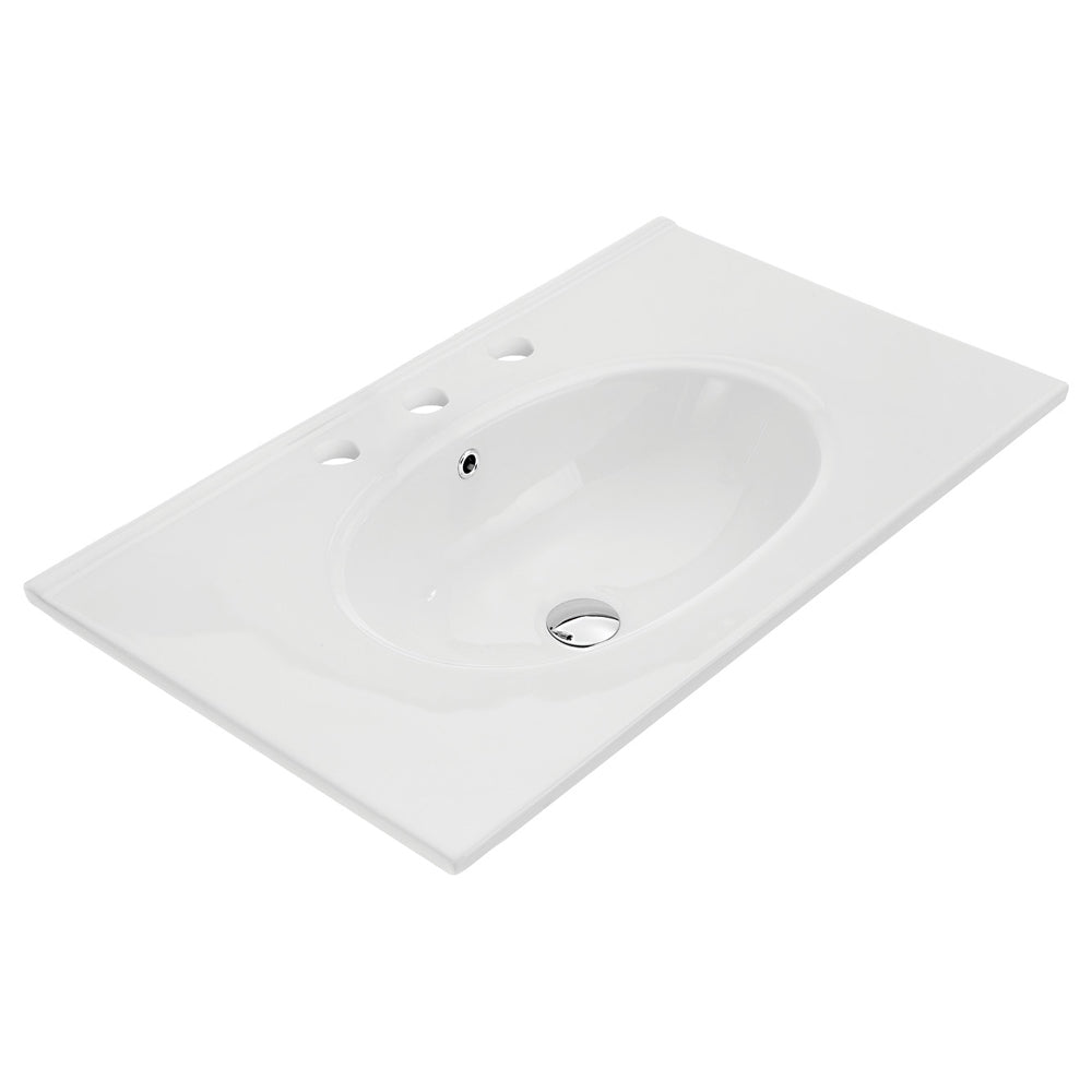 Fienza Rotondo Ceramic 750 Basin Oval Bowl 3TH, Gloss White