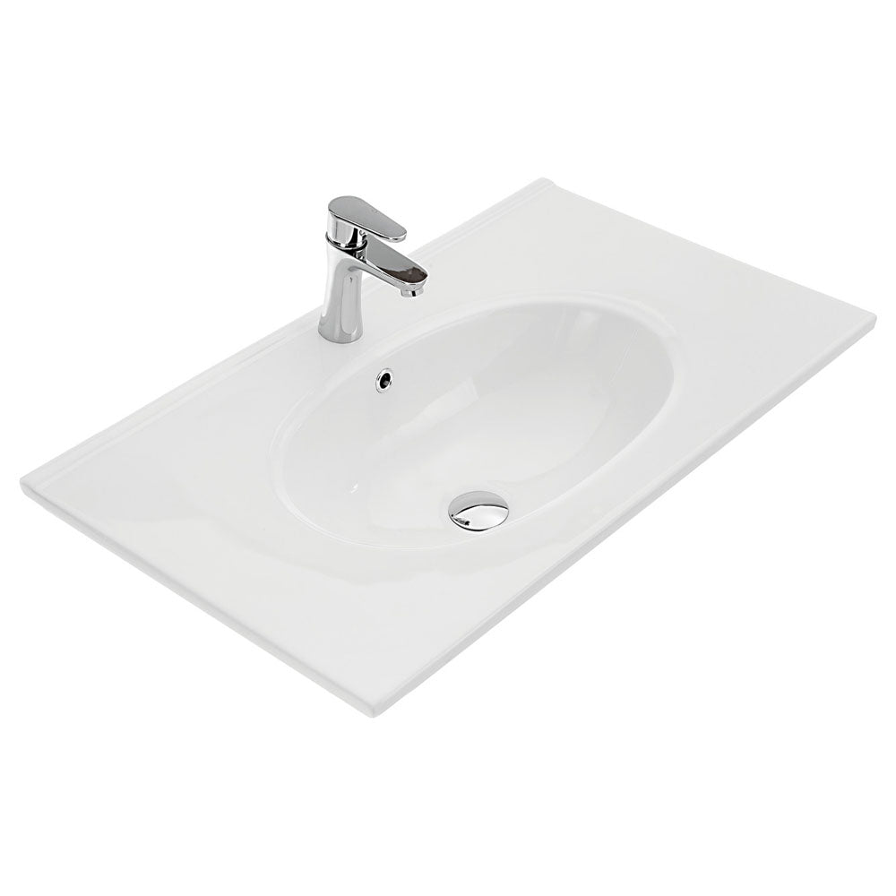 Fienza Rotondo Ceramic 750 Basin Oval Bowl, Gloss White