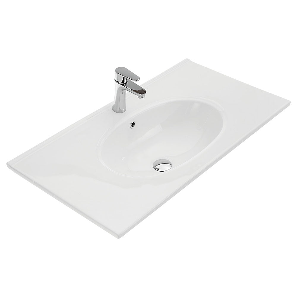 Fienza Rotondo Ceramic 900 Basin Oval Bowl, Gloss White