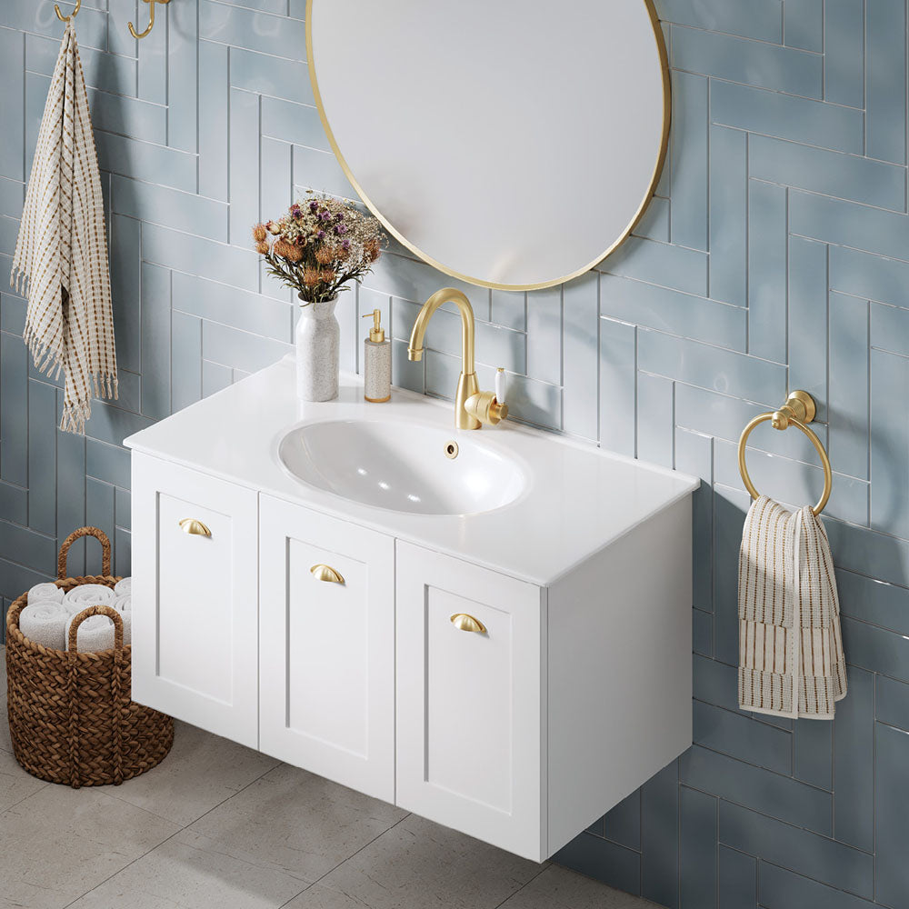 Fienza Rotondo Ceramic 900 Basin Oval Bowl, Gloss White