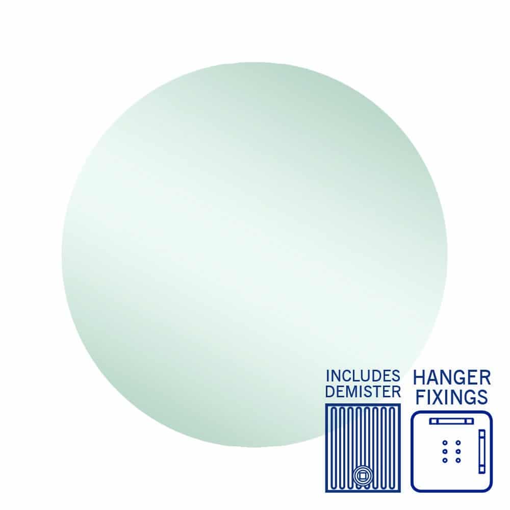 Thermogroup Rio Polished Edge Round Mirror - 700mmØ with Hangers and Demister