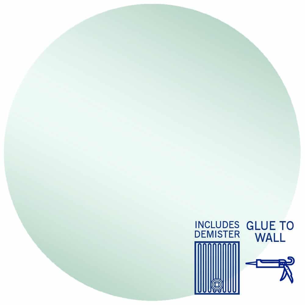 Thermogroup Rio Polished Edge Round Mirror - 900mmØ Glue-to-Wall and Demister