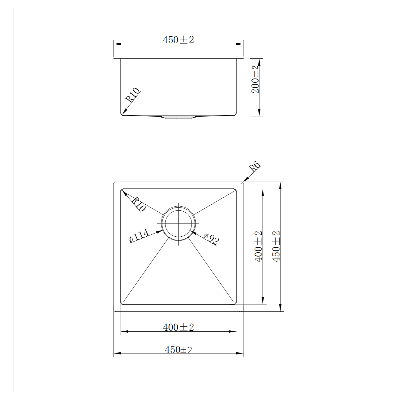 Milano Bianca Single 450x450mm Kitchen Sink