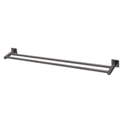 Phoenix Radii Double Towel Rail 800mm Square Plate, Brushed Carbon
