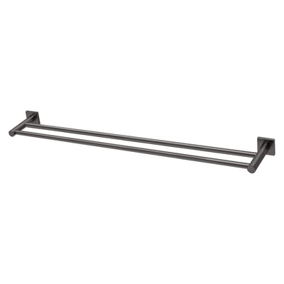 Phoenix Radii Double Towel Rail 800mm Square Plate, Brushed Carbon