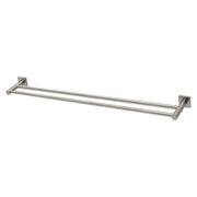 Phoenix Radii Double Towel Rail 800mm Square Plate, Brushed Nickel