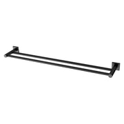 Phoenix Radii Double Towel Rail 800mm Square Plate, Matte Black