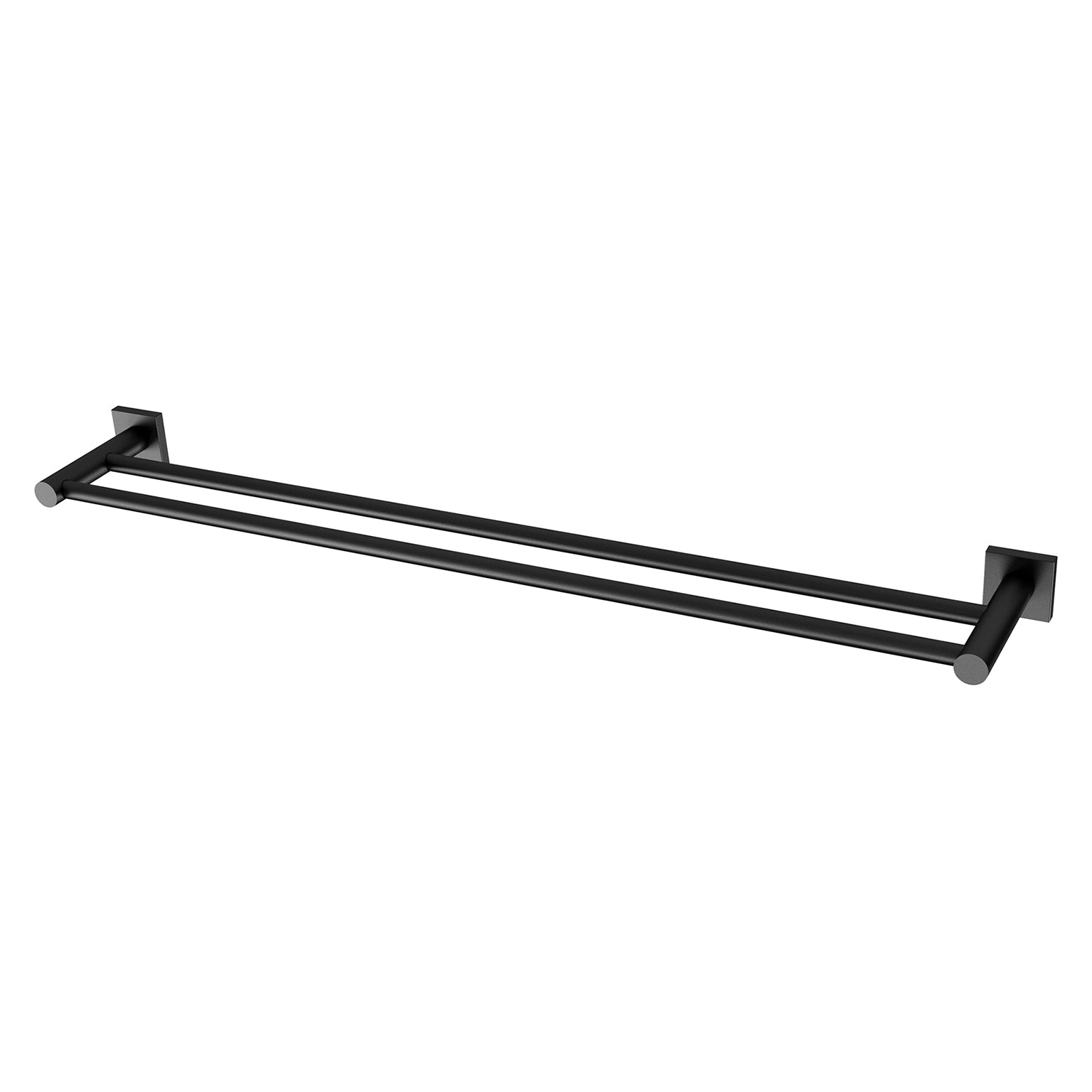 Phoenix Radii Double Towel Rail 800mm Square Plate, Matte Black